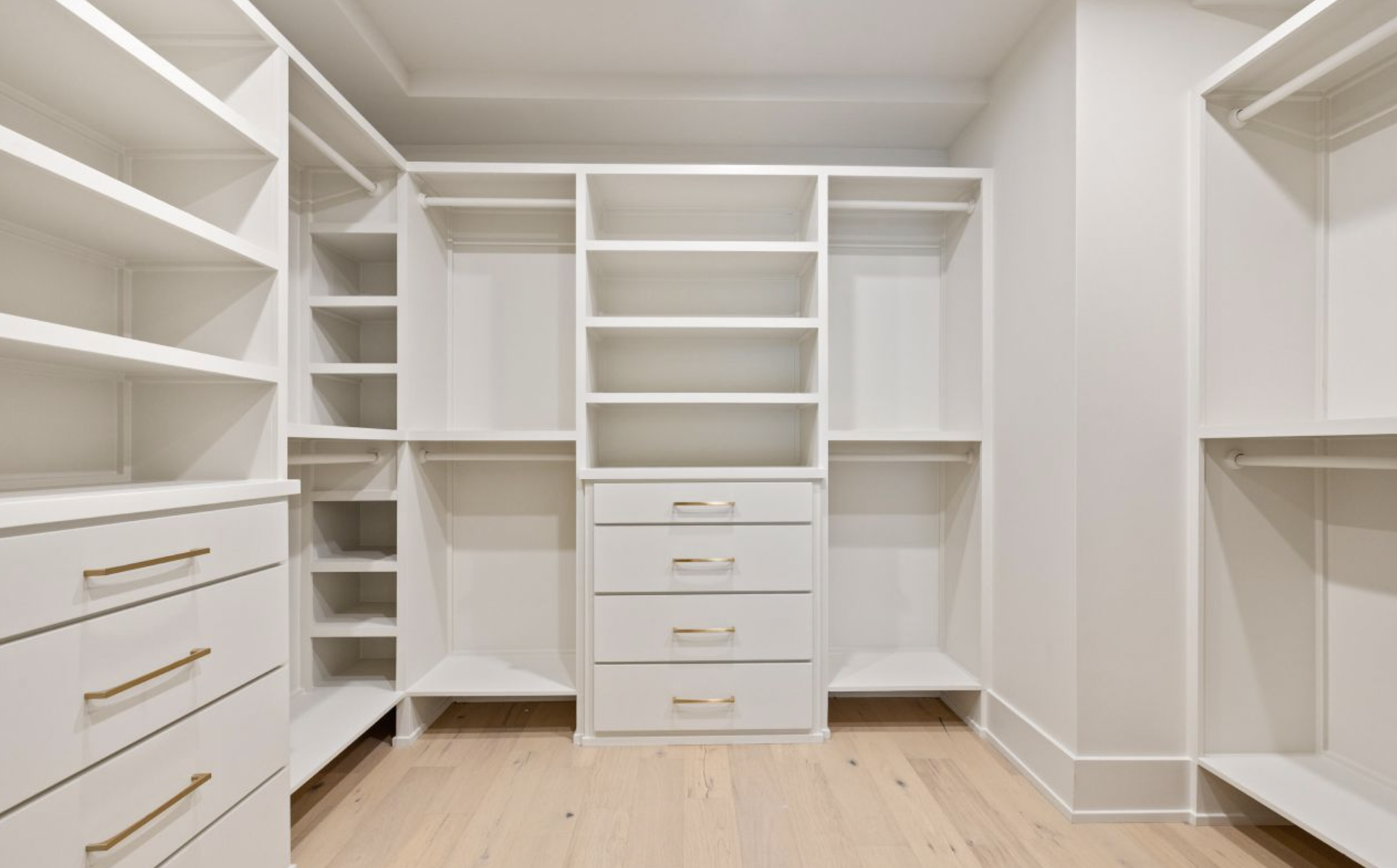 Custom closet system with premium finishes